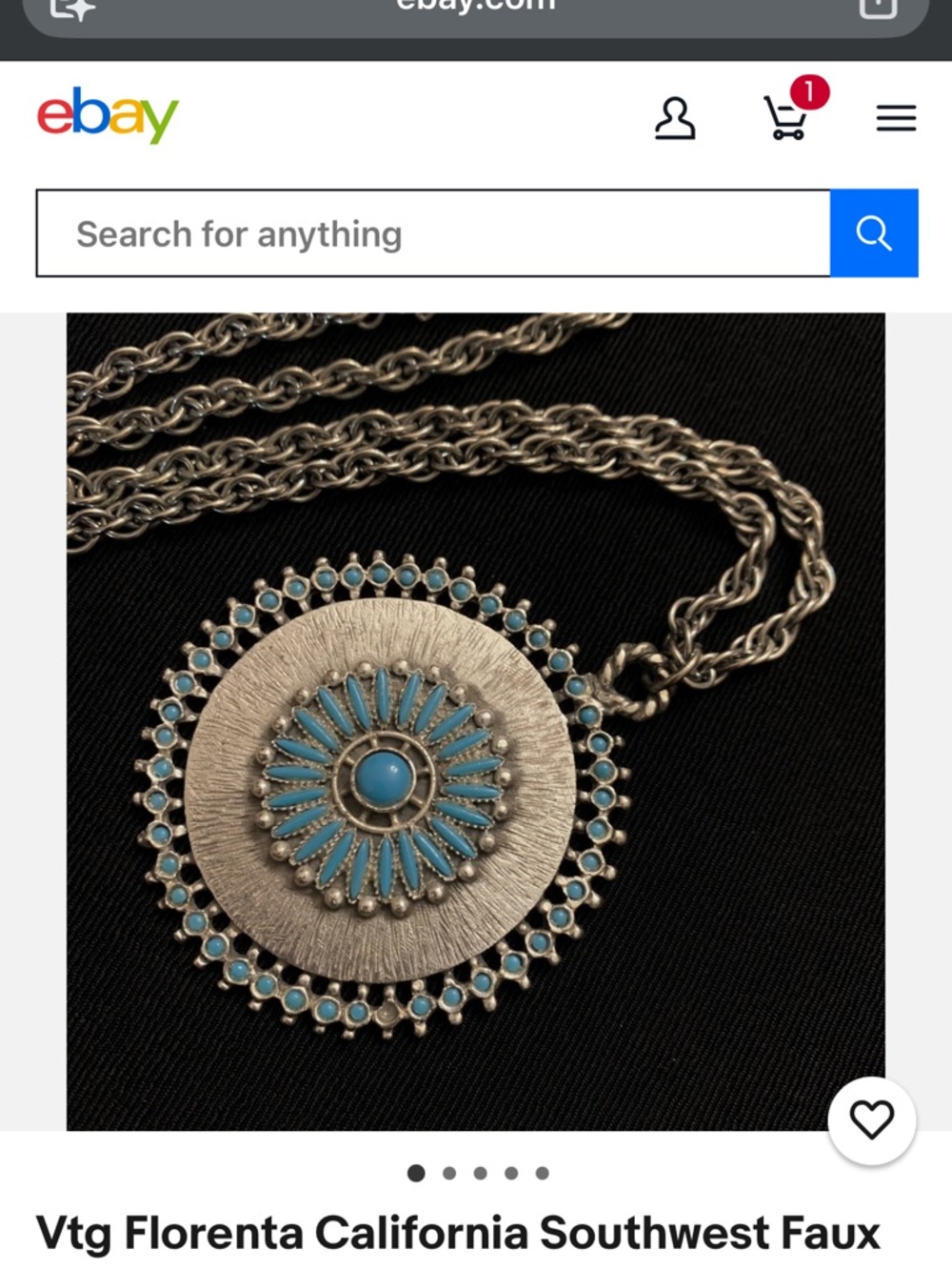 Turquoise Sunburst Pendant Necklace | vintage